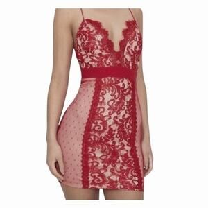 ZARA Lace & Dotted Mesh Strappy Dress Large